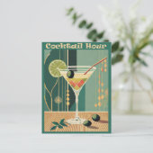 Cocktail Hour Mid Century Modern Martini Briefkaart (Staand voorkant)