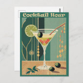 Cocktail Hour Mid Century Modern Martini Briefkaart (Voorkant / Achterkant)