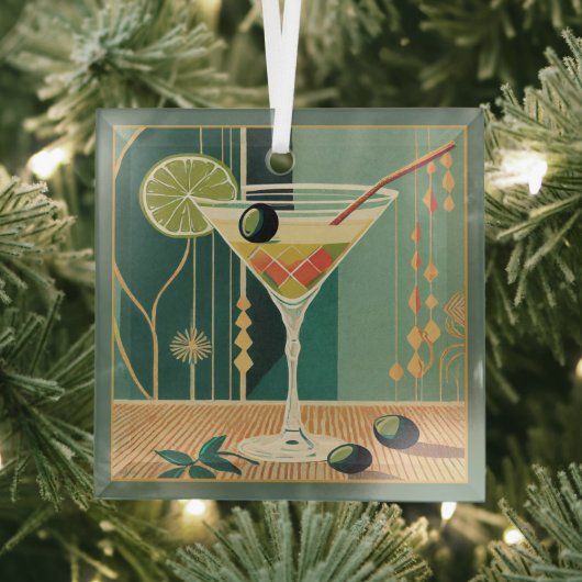 Cocktail Hour Mid Century Modern Martini Glas Ornament (Insitu)