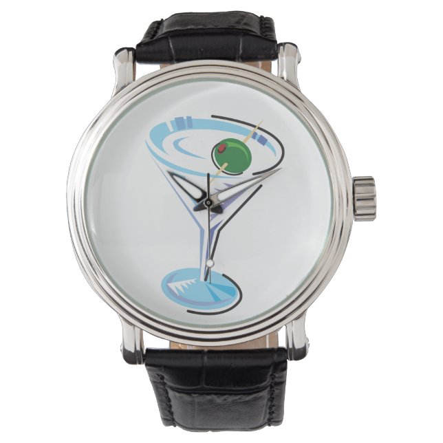 Cocktail Hour_retro-stijl Martini Glas Horloge (Voorkant)