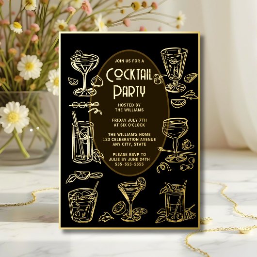 Cocktail Invitation Black Elegant