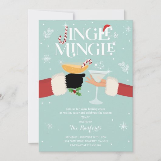 Cocktail Jingle Et Mingle Invitation (Devant)