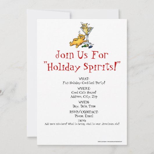 Cocktail Kittens Fête Invitation (Dos)
