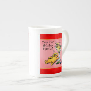 Cocktail Kittens Holiday Spirits Cartoon Porselein Kop