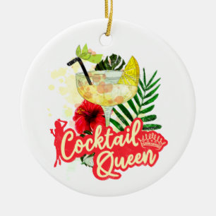 Cocktail Koningin Vintage Kip Meisjesuitje Feest Keramisch Ornament