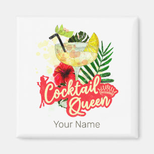 Cocktail Koningin Vintage Kip Meisjesuitje Magneet