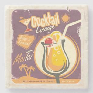Cocktail Lounge Poster Stenen Onderzetter