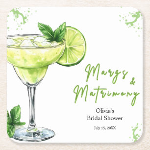 Cocktail Margs en Huwelijk Bruidsfeest Vierkante Kartonnen Onderzetter