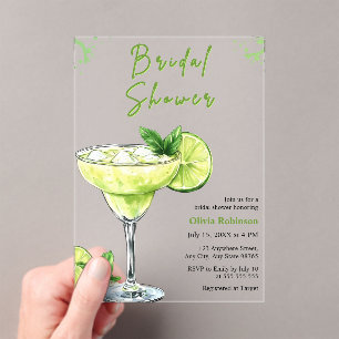 Cocktail Margs & Matrimony Margarita Bruiloft Fees Acryl Uitnodigingen