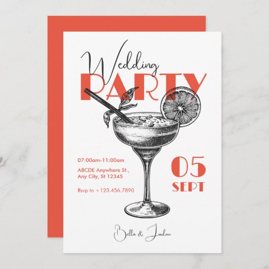 Cocktail mariage Invitation (Devant / Derrière)