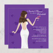 Cocktail Mariée Douche nuptiale Invitation Violet (Devant / Derrière)