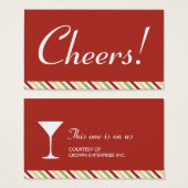 Cocktail Martini billet de fête rouge (Devant & derrière)