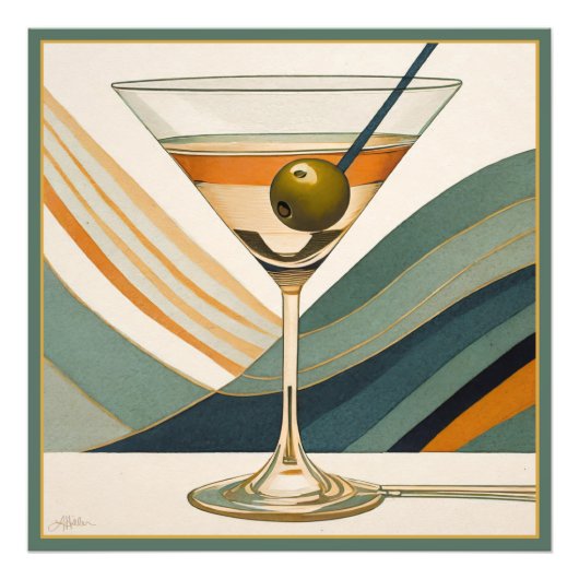 Cocktail Martini Mid Century Design Foto Afdruk (Voorkant)