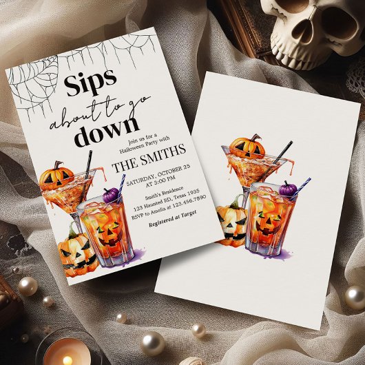 Cocktail Martini Pumpkin Halloween Party Kaart