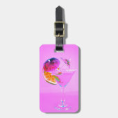 Cocktail met kleurrijke paraplu's bagagelabel (Voorkant verticaal)