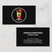 Cocktail met paraplu en stro visitekaartje (Voorkant / Achterkant)