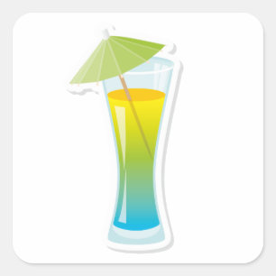 Cocktail met paraplu vierkante sticker