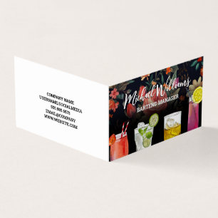 Cocktail Mix Dranken Bloemige Achtergrond Visitekaartjes