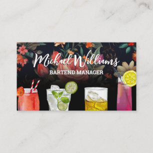 Cocktail Mix Drankjes Bloemige Achtergrond Visitekaartje