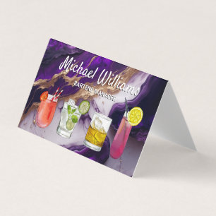 Cocktail Mix Drinken   Paarse gouden marmer Visitekaartjes