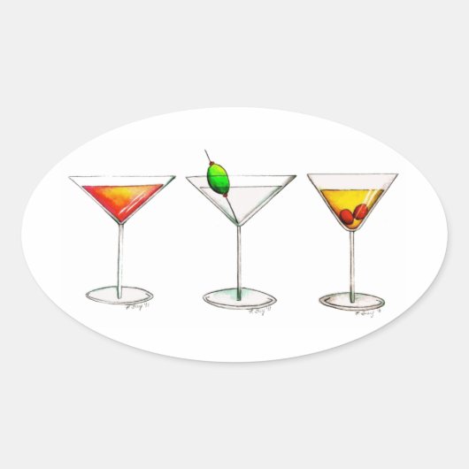 Cocktail Mixed Drinken Martini Cosmopolitan Cosmo Ovale Sticker (Voorkant)