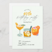 Cocktail moderne Invitation de fête d'anniversaire (Devant / Derrière)