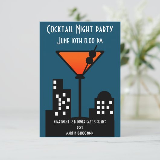 Cocktail Night Party Invitation (Debout devant)