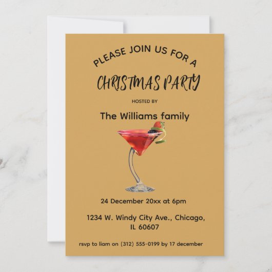 Cocktail Noël Invitation (Devant)