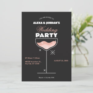 Cocktail noir rose verre de mariage invitation