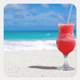 Cocktail op het Zand Vierkante Sticker