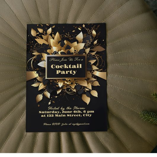 Cocktail or élégant Invitation de fête d'anniversa