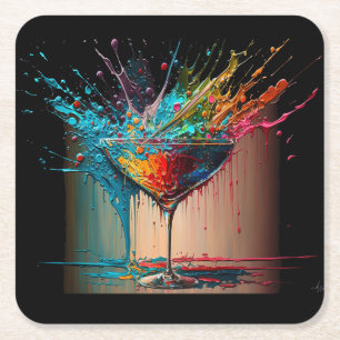 Cocktail PAINTING SQUARE PAPER ONDERZETTER