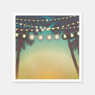 Cocktail Paper Napkin Beach Sunset Palm Trees Stri Servet
