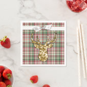Cocktail Papier Servet Goud Glitter Rendier Plaid (Insitu)