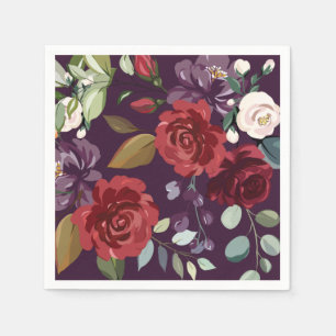 Cocktail Papier servet Plum Paarse Rozen Gold Geom