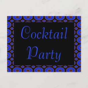 cocktail party blue flower - uitnodiging briefkaart