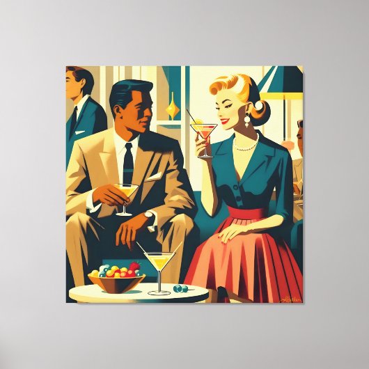 Cocktail Party Couples Shared Attraction Canvas Afdruk (Voorkant)