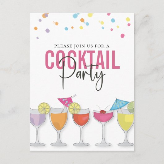 Cocktail Party Cute Custom Invitation (Devant)