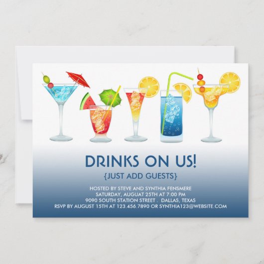 Cocktail Party Flat Uitnodiging (Voorkant)