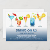 Cocktail Party Flat Uitnodiging (Voorkant / Achterkant)