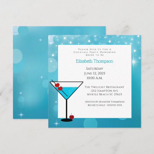 Cocktail Party for bride Invitation Kaart (Voorkant / Achterkant)