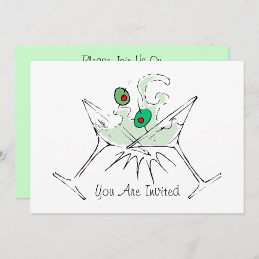 Cocktail Party Invitation Festive Minimalist look Kaart (Voorkant / Achterkant)