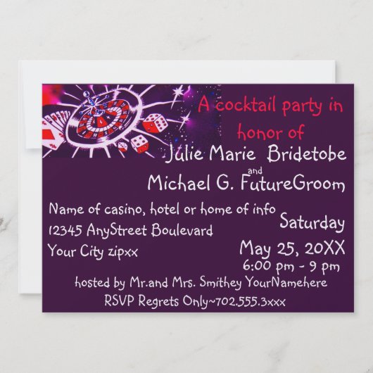 Cocktail Party Invitations Casino Gambling Thème (Devant)