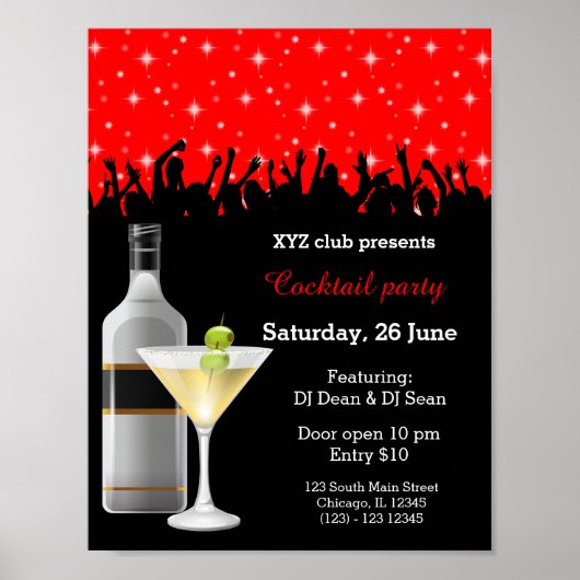 Cocktail party * kies achtergrondkleur poster (Voorkant)