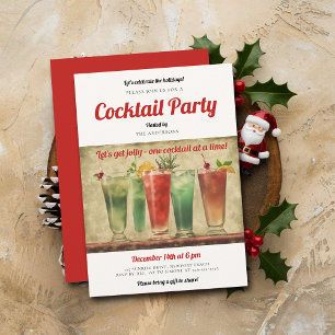 Cocktail Party Rood Groen Kerstfeest Kaart