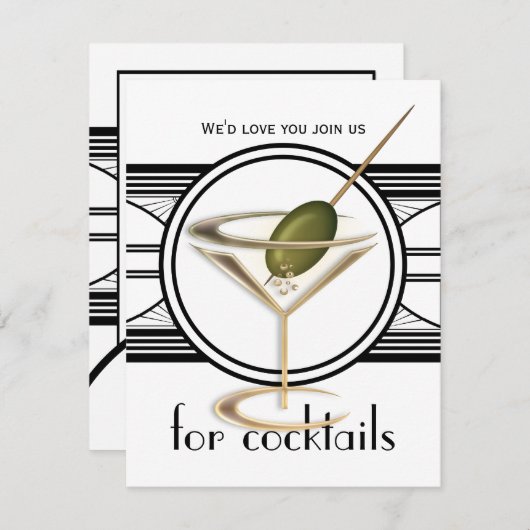 Cocktail Party Small Invitations Kaart (Voorkant / Achterkant)