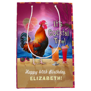 Cocktail Party Tropical Rooster Funny Birthday Medium Cadeauzakje