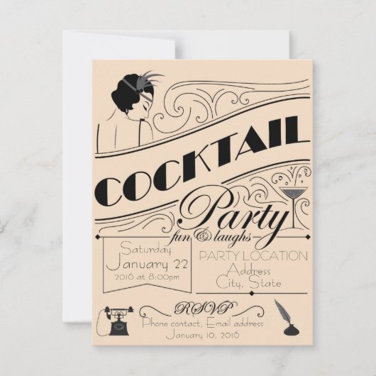 Cocktail party-uitnodiging kaart (Voorkant)