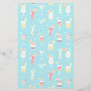 Cocktail Pattern op Blauwgroen Achtergrond Briefpapier
