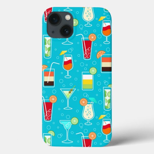 Cocktail Pattern op Blauwgroen achtergrond Case-Mate iPhone Case (Achterkant)